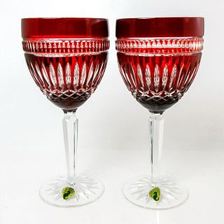 2pc Waterford Crystal Wine Goblets, Lismore Diamond