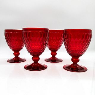 4pc Villeroy & Boch Water Goblets, Boston Colored Red