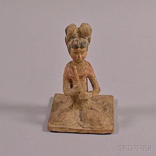 Pottery Figure of a Kneeling Female Musician