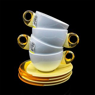 8pc Guzzini Cup and Saucer Set, Tazza Yellow