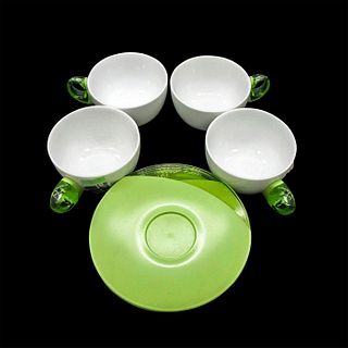 8pc Set Guzzini Cappuccino Cups and Saucers, Yellow