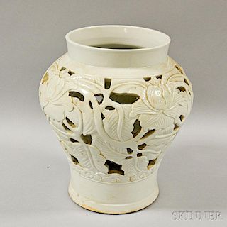 Openwork White-glazed Vase