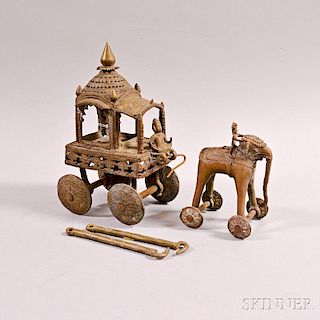 Bronze Toy Elephant and Carriage