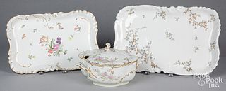 Two Limoges porcelain platters and a tureen
