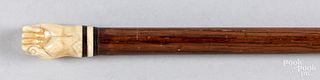 Rosewood cane with bone fist handle