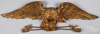 Carved and gilded eagle wall plaque