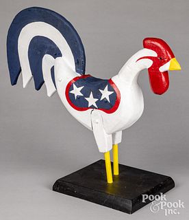 Carved and painted patriotic rooster