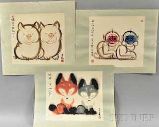 Three Prints Depicting Pairs of Animals