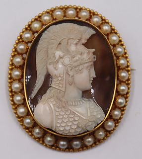 JEWELRY. Antique 14kt Gold Mounted Carved Cameo