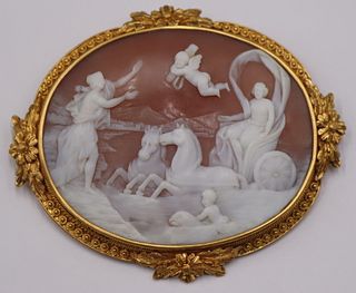 JEWELRY. Antique 14kt Gold Mounted Carved Cameo