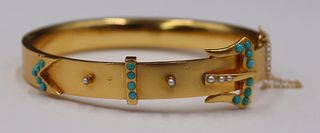 JEWELRY. Victorian 14kt Gold Turquoise and Pearl