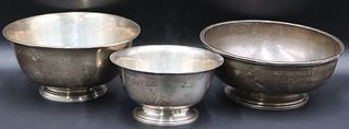STERLING. (3) Sterling Pedestal Bowls Inc. Tiffany