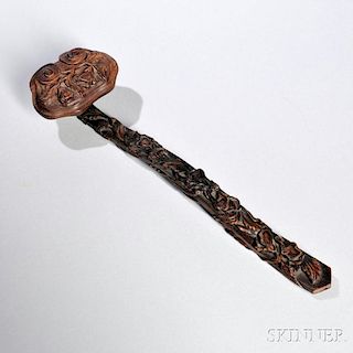 Carved Wood Ruyi   Scepter