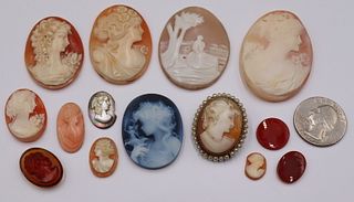 JEWELRY. (14) Assorted Loose Cameos and Intaglios.