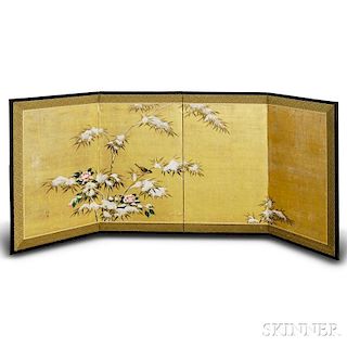 Japanese Painted Four-panel Screen