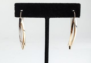 14K Yellow Gold & White Gold Sculptural Earrings