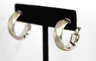 Milor Designer 18K White Gold Hoop Earrings