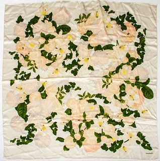 Chanel Rose Flower Motif Square Silk Scarf