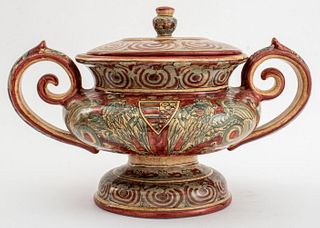 Biagioli Gubbio Italian Ceramic Urn Vase & Cover