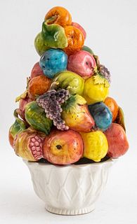 Italian Hand-Painted Porcelain Fruit Sculpture