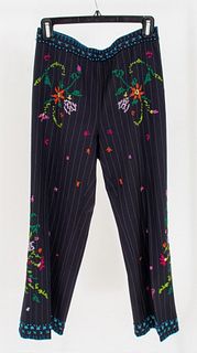 Moschino Woman's Embroidered Pinstripe Pants