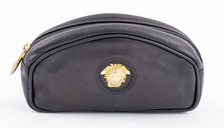 Gianni Versace Black Leather Travel Bag