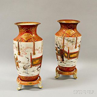 Pair of Kutani Vases and Stands