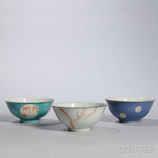 Three White Porcelain Bowls