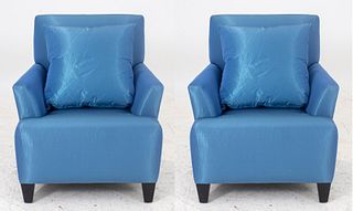Dakota Jackson Style Upholstered Armchairs, 2