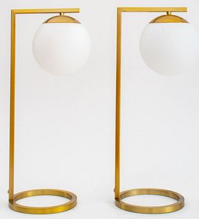 Modern Gilt Metal Table Lamp, Pair