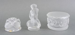 Lalique Frosted Glass Paperweight & Box, 3