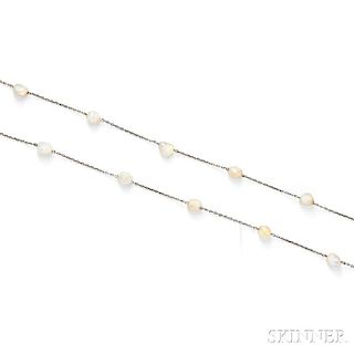 Platinum and Baroque Pearl Chain