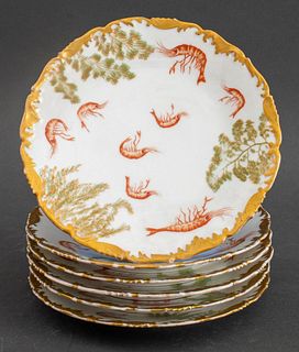 T&V Limoges Porcelain Seafood Plates, c. 1900