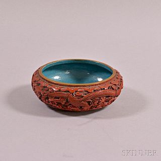 Faux Cinnabar Copper Cloisonne Bowl
