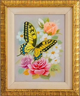 K. Chin Still Life with Butterfly Acrylic on Board