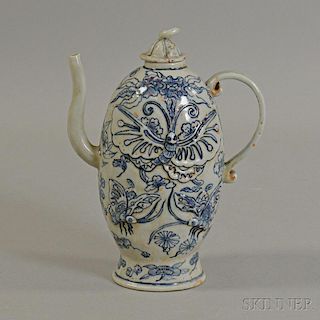 Blue and White Covered Ewer