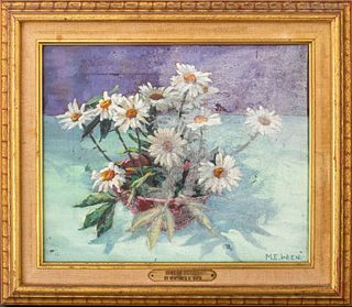 M.E. Wien  "Bowl of Daisies" Oil on canvas