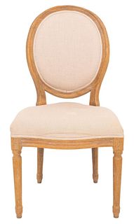 Louis XVI Style Oak Side Chairs, Pair