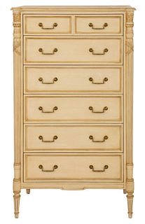 French Louis XVI Style Wood High Chest of Drawers