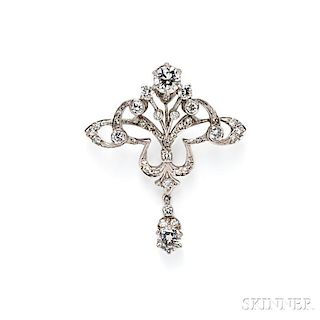 14kt White Gold and Diamond Pendant/Brooch