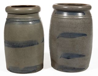 WESTERN PENNSYLVANIA DECORATED STONEWARE JARS, LOT OF TWO