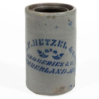 MARYLAND MERCHANT'S STENCILED STONEWARE CANNER