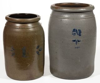 WESTERN PENNSYLVANIA STENCILED STONEWARE JARS, LOT OF TWO