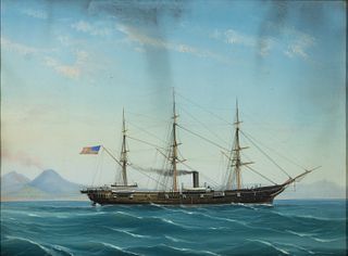 AMERICAN SCHOOL (19TH CENTURY) FOLK ART SHIP PORTRAIT