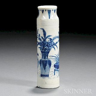 Blue and White Tall Vase