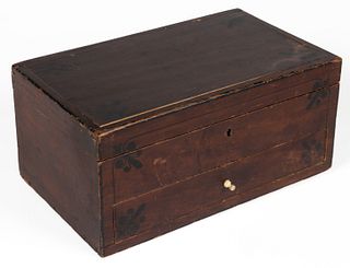 AMERICAN PAINT-DECORATED PINE SEWING BOX
