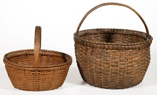 PAGE / ROCKINGHAM CO., SHENANDOAH VALLEY OF VIRGINIA STAVE-TYPE WOVEN-SPLINT BASKETS, LOT OF TWO