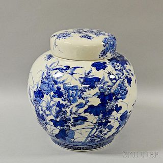 Seto Export Blue and White Covered Jar