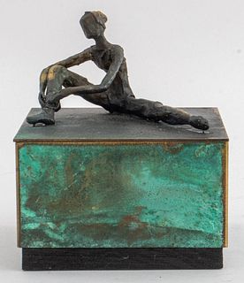 Seated Ballerina Patinated Bronze Box