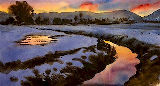 William Matthews, (American, b.1949), Snowy Creek at Sunset